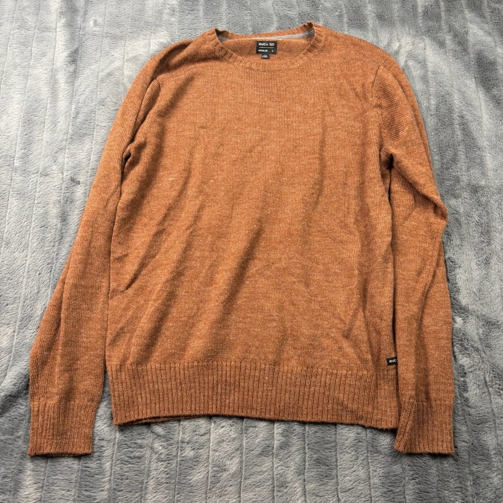 RVCA Mens Crew Neck Sweater Rust Brown Wool Blend Regular Fit M4VV03BR L